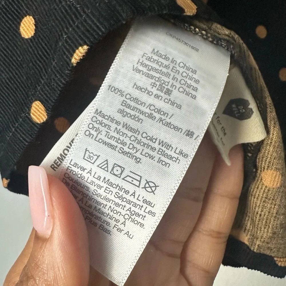 Madewell Corduroy Puff-Sleeve Wrap Top in Oval Dot Size XXS